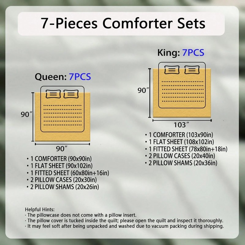 7 Piece Queen Comforter Set Grey Tufted Bed in a Bag Bedding gallery