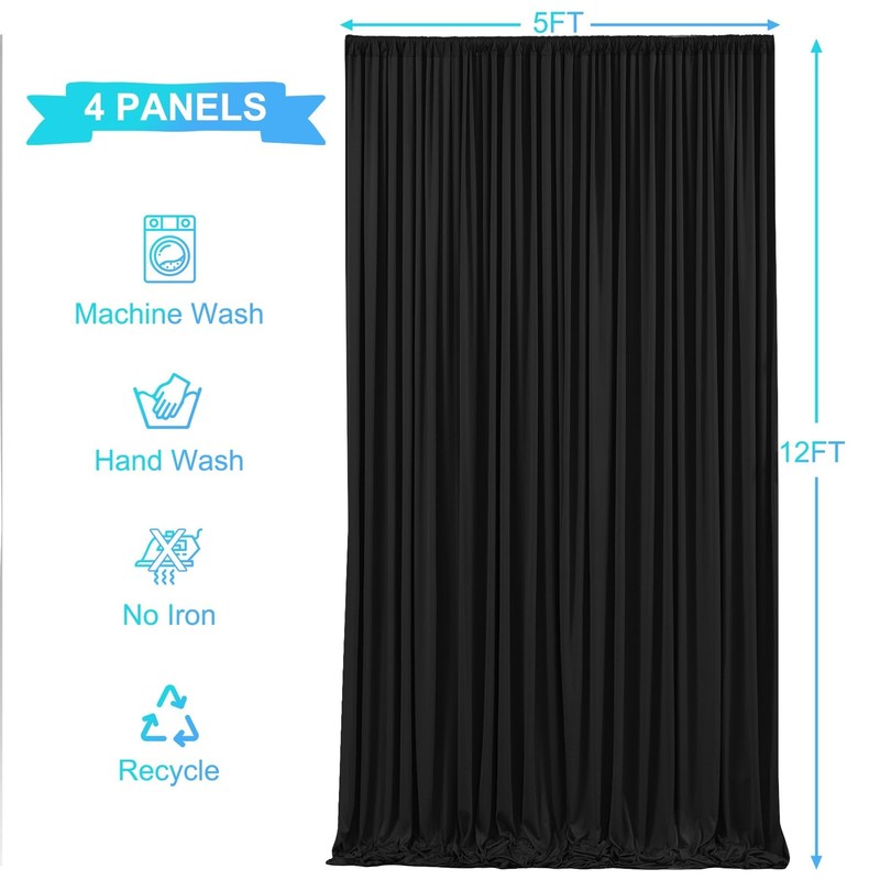 20ft x 12ft Black Backdrop Curtains Panels for Parties Birthday Party Wrinkle... gallery
