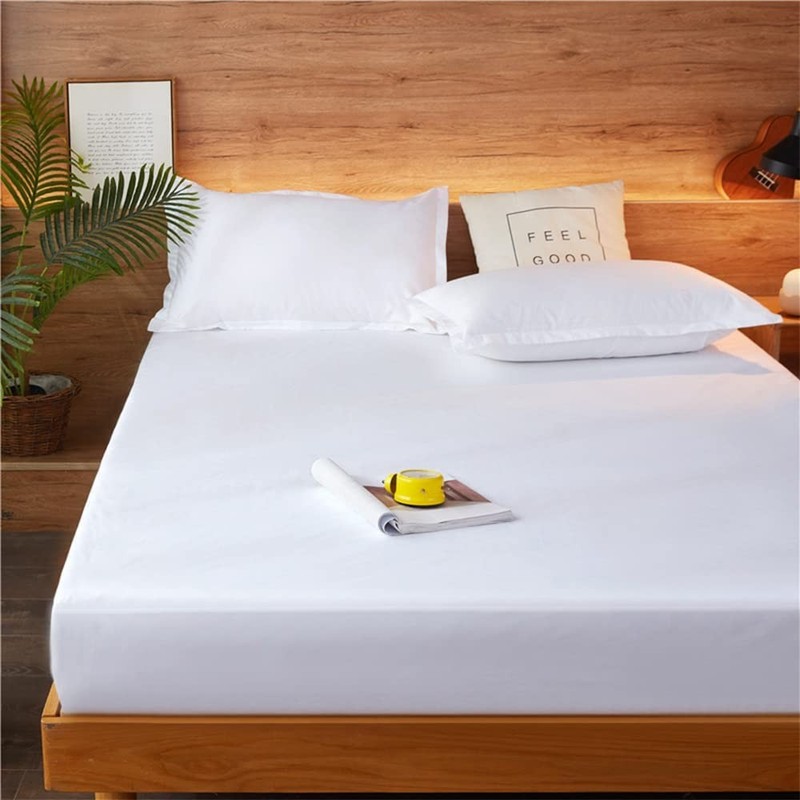 Full 300 Thread Count Cotton Fitted Sheet 8-10" Deep Pocket White for Hotel gallery