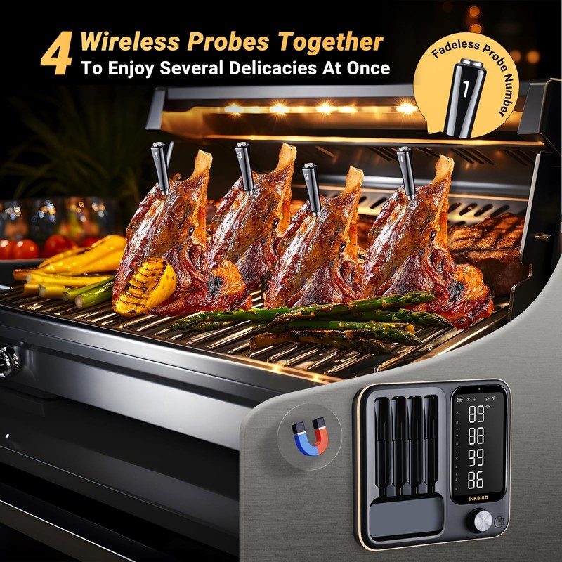 Wireless Meat Thermometer with 4 Probes, WiFi Meat Thermometer Digital Wirele... gallery