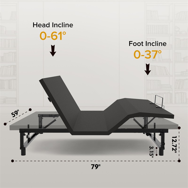 Queen Size Adjustable Bed Frame Bed Base with Head Foot Incline USB Ports Remote gallery