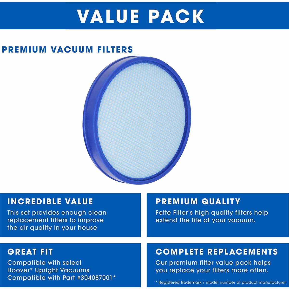 2-Pack For Hoover Windtunnel Vacuum Primary Washable Filter # 304087001 gallery