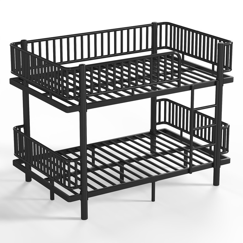 Full over Full/Queen over Queen Bunk Bed w/Ladders & Guardrails Metal Bunk Bed gallery