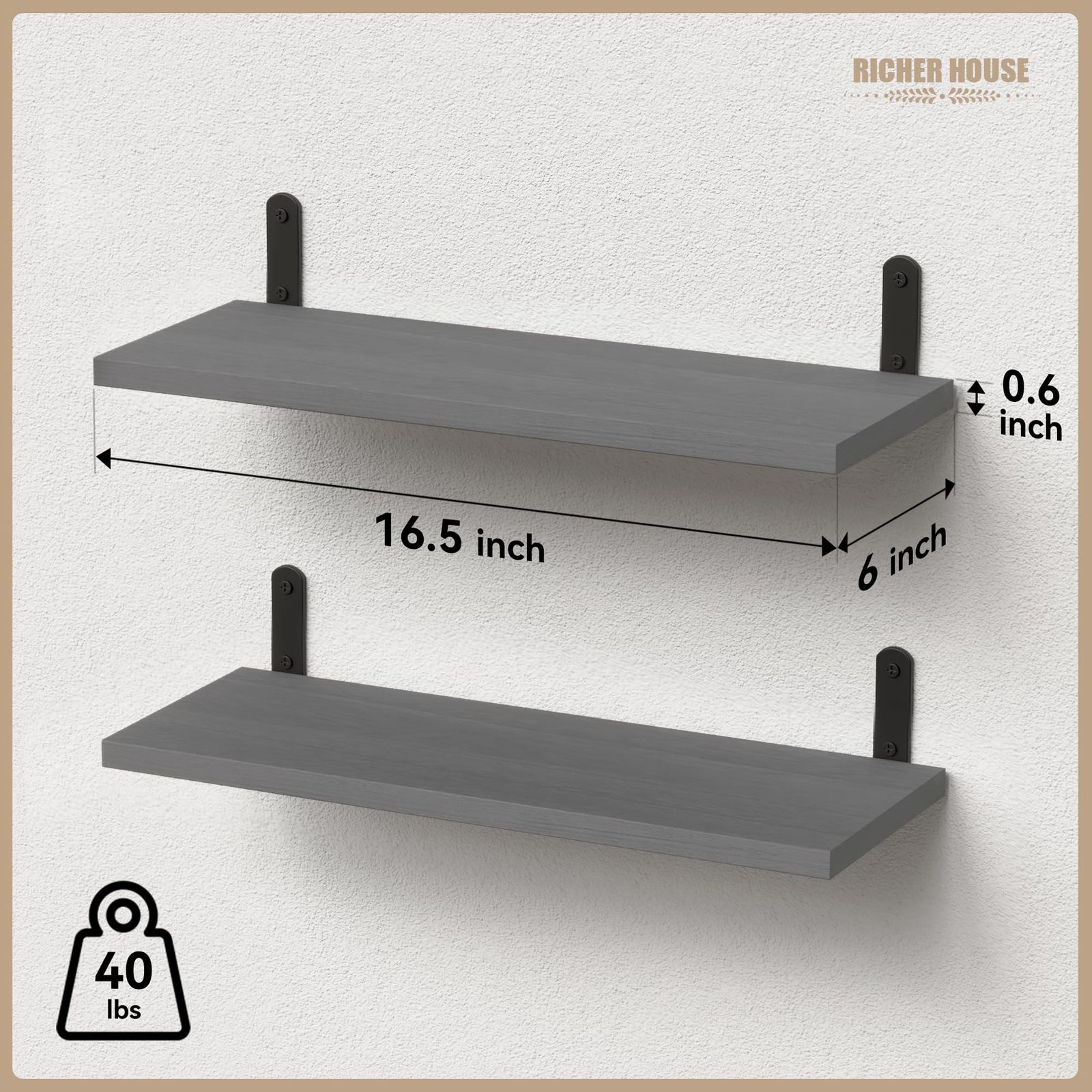 Rustic Grey Wood Bathroom Shelves Farmhouse Wall Hanging Shelf Set of 2 gallery