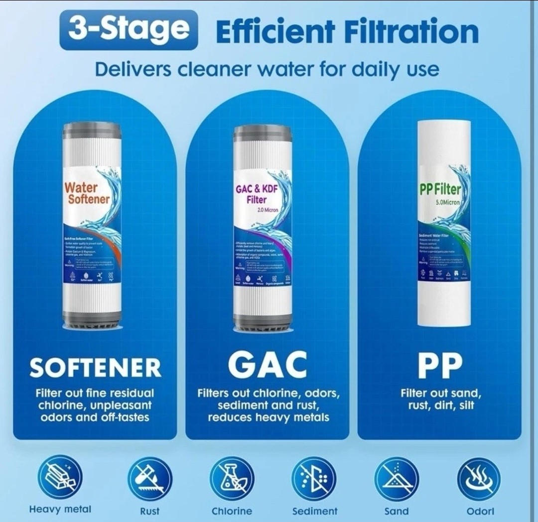3-Stage Whole House Water Filtration System Kit 10"x2.5" GAC KDF PP Filters gallery