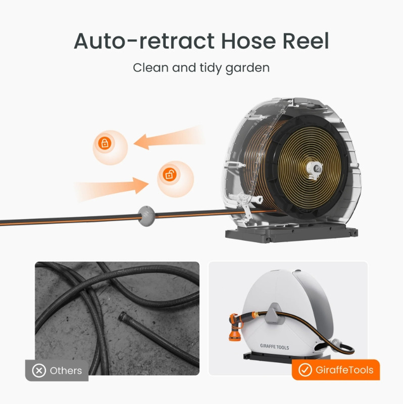 Giraffe Tools Ground Mounted Retractable Hose Reel with 82FT Garden Water Hose gallery