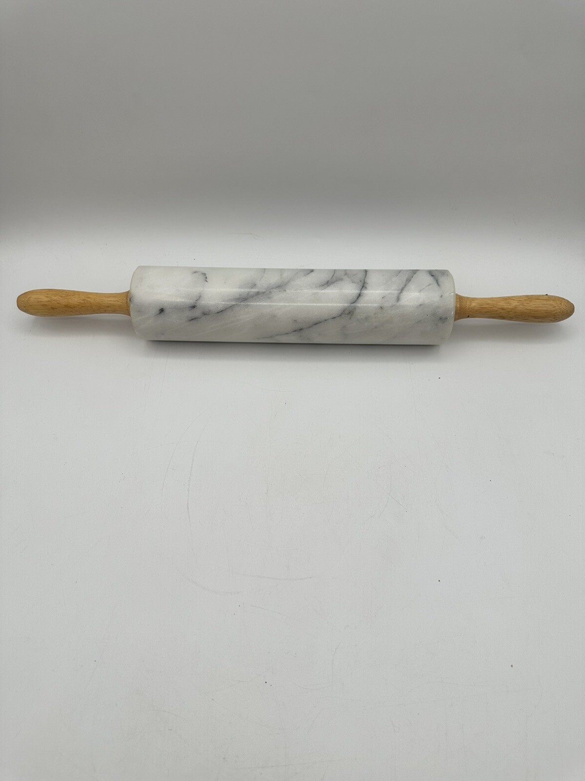 White & Gray Marble Rolling Pin 10” Barrel 18” Over All Length gallery