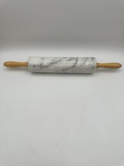 White & Gray Marble Rolling Pin 10” Barrel 18” Over All Length