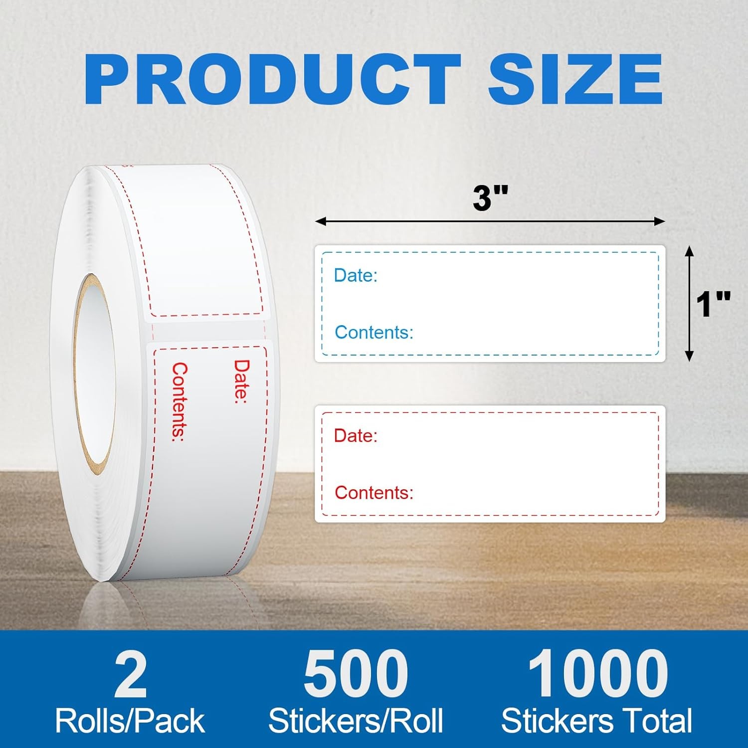 1000 Pcs Removable Freezer Labels for Food Containers 1 x 3, Risepekt Waterproof gallery