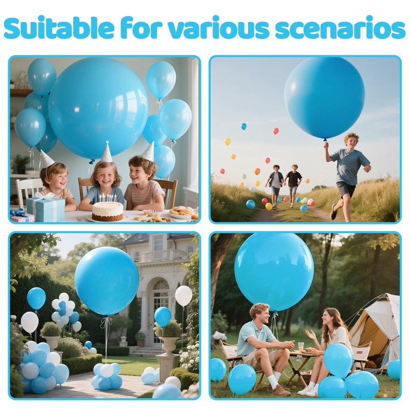 Light Blue Balloons 9pcs 36 Inch Extra Large Big Jumbo Giant Baby Sky Aqua Bl... gallery