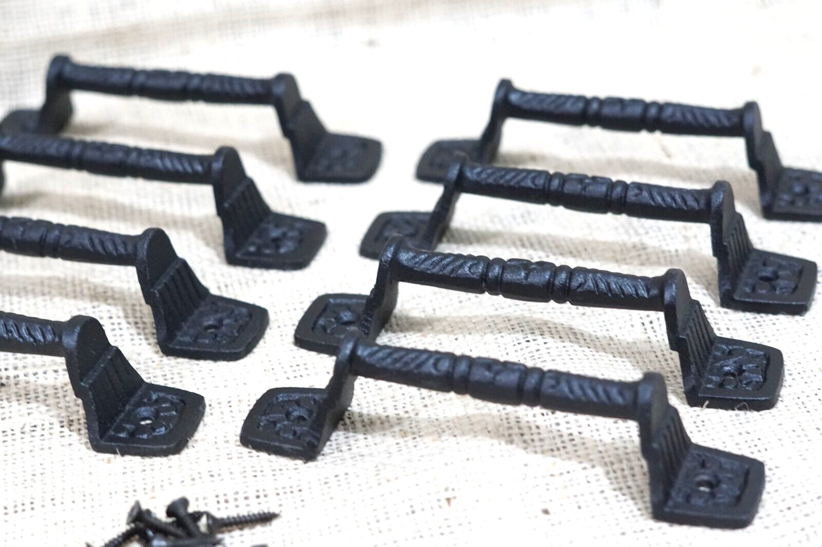 16 Cast Iron Cabinet Handle Gate Pull Door Handles Drawer Pulls Matte Black gallery