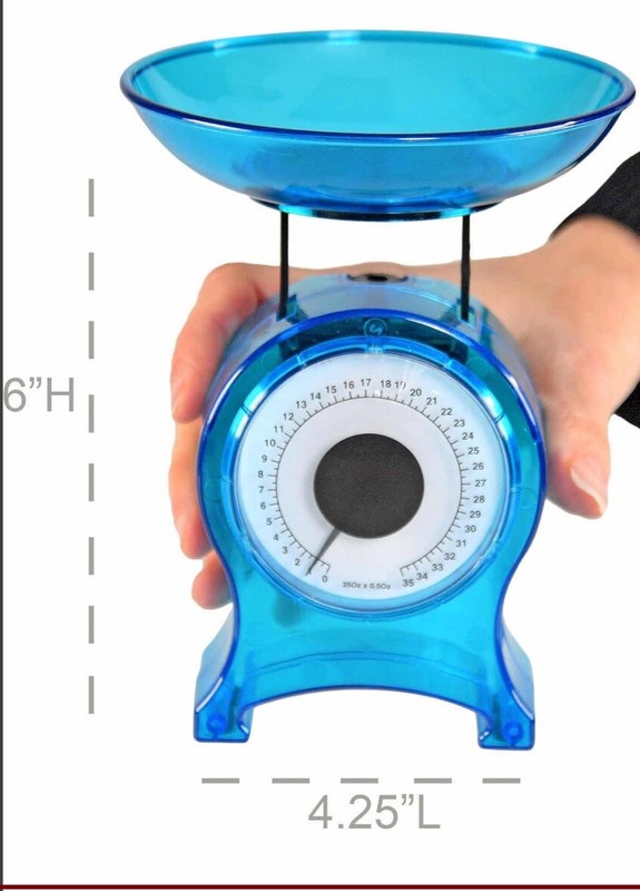 SMALL BLUE MECHANICAL SCALE FOR WEIGHING FOOD PORTIONS UP TO 35 OZ US SELLER gallery