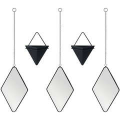 5 Pcs Geometry Plant Wall Decor Includes Ceramic Wall Planter Hanging and Mod…