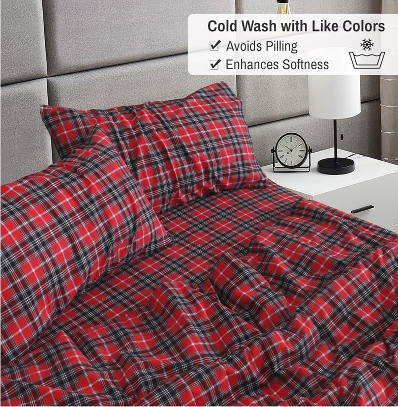 RUVANTI Flannel Sheets Queen Size - 100% Cotton Double Brushed Bed Sheets gallery