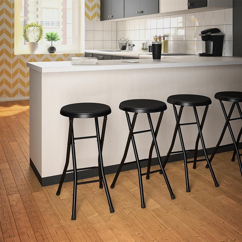 24" Vinyl Padded Folding Stool Multipurpose Great Small Spaces Double Braced gallery