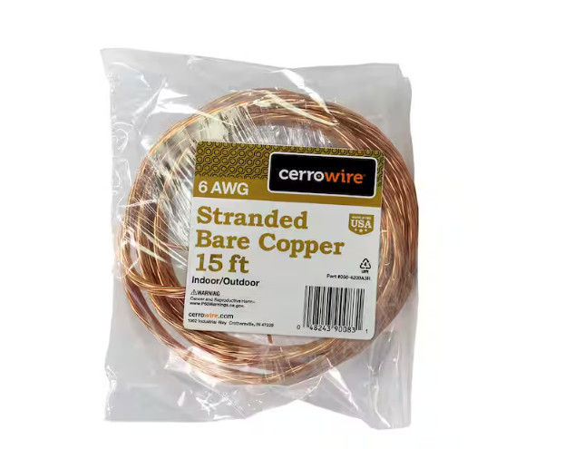 Cerrowire 15 ft. 6-Gauge Stranded SD Bare Copper Grounding Wire gallery