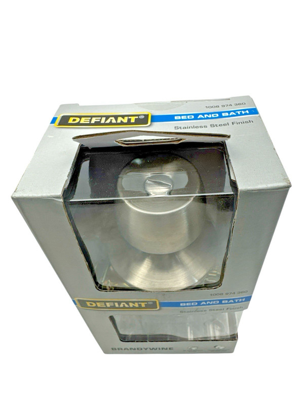 Defiant Brandywine Bed/Bath Door Knob Stainless Steel Lot Of 2 NEW 1008974360 gallery