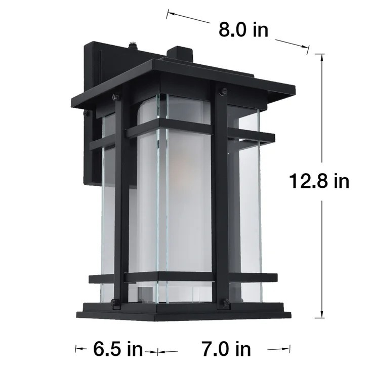 Lutec Craftsman Style LED Wall Lantern, Matt Black Aluminum with Glass Panels gallery