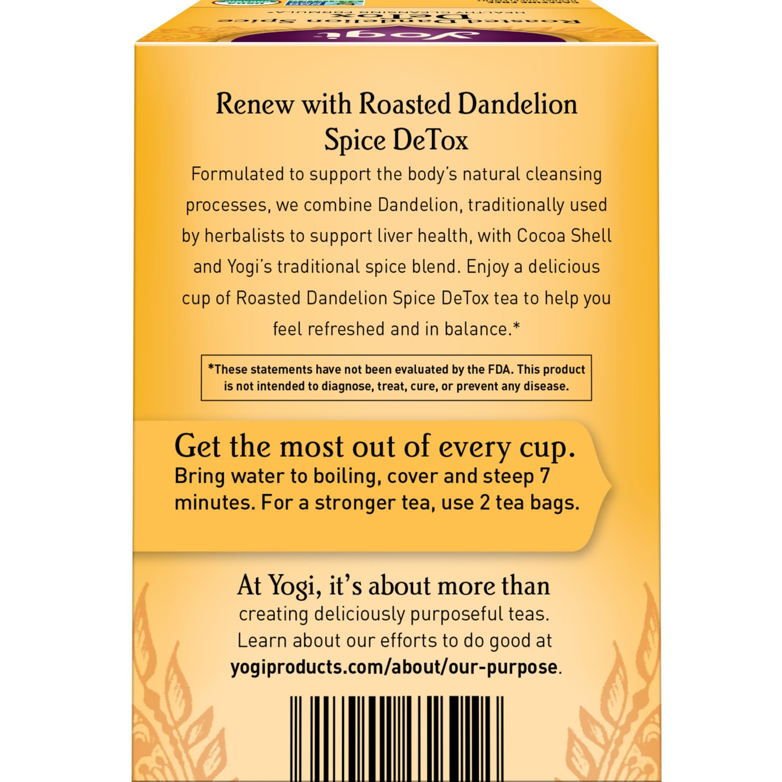 Yogi Tea - Roasted Dandelion Spice DeTox Tea (4 Pack) - 64 Organic Tea Bags gallery