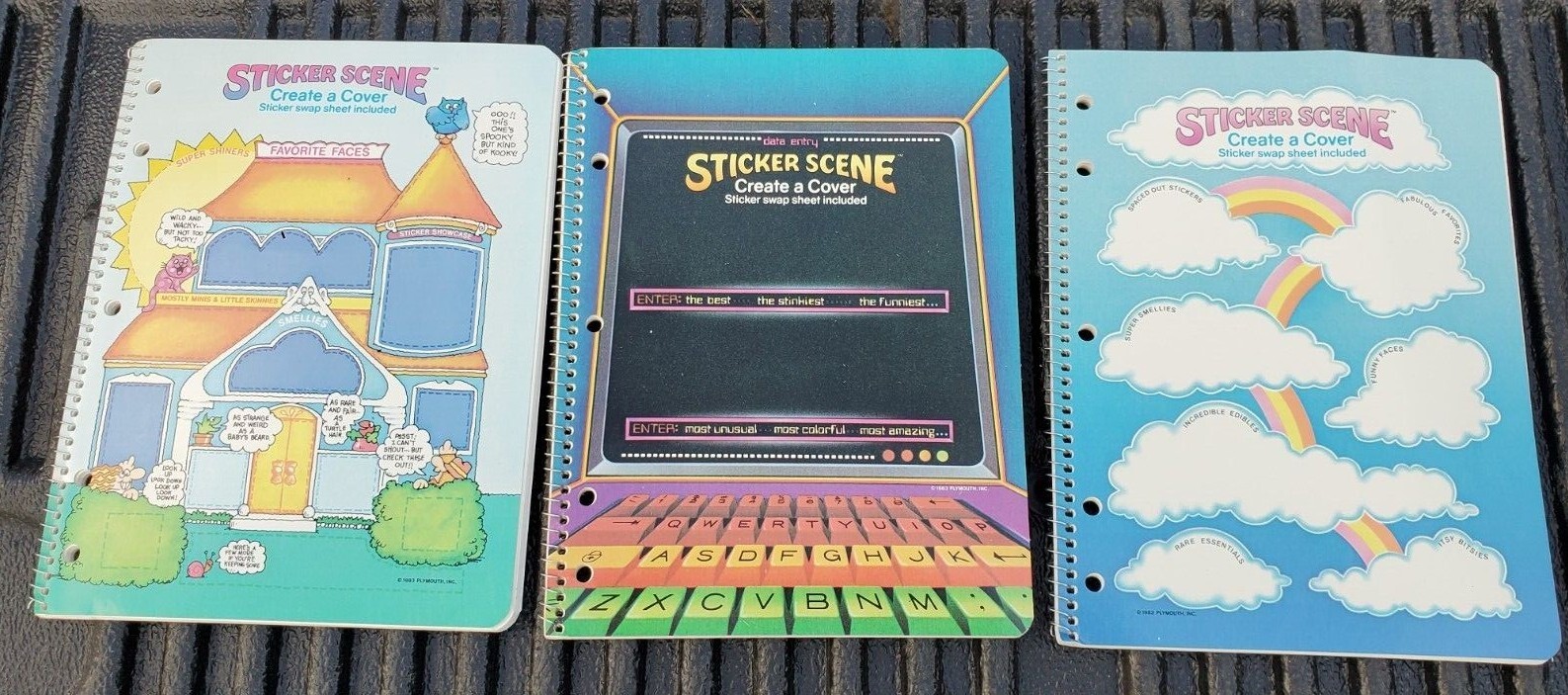 3 1980s Sticker Scene Spiral Bound Notebooks Theme Books RARE Plymouth gallery