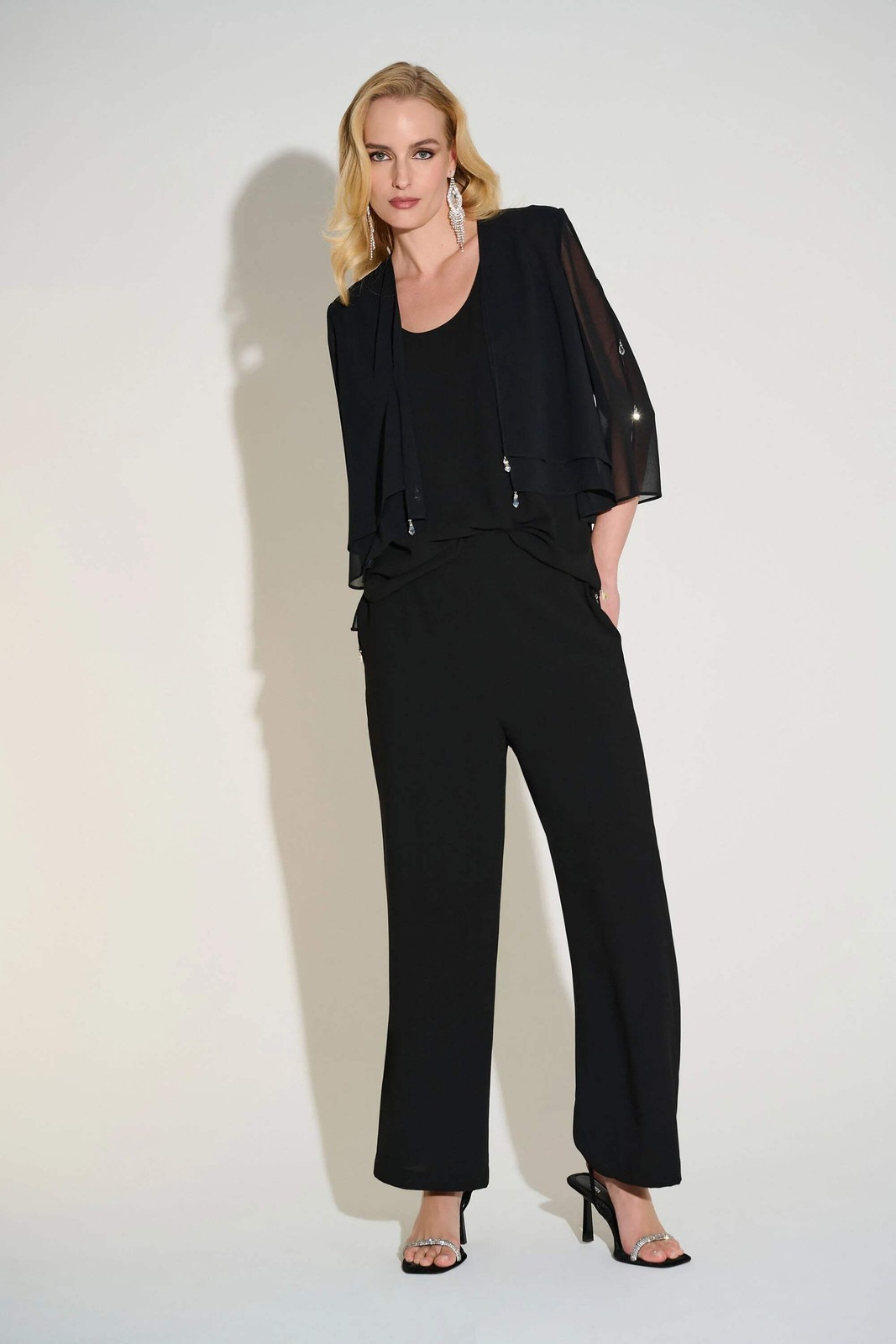 Joseph Ribkoff Black Georgette Pull On Straight Leg Pants 253756 gallery