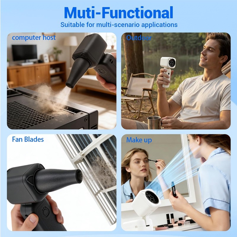 Compressed Duster, 9000mAh Battery with Up to 25 Hours of Run Time, 4-in-1 Mu... gallery
