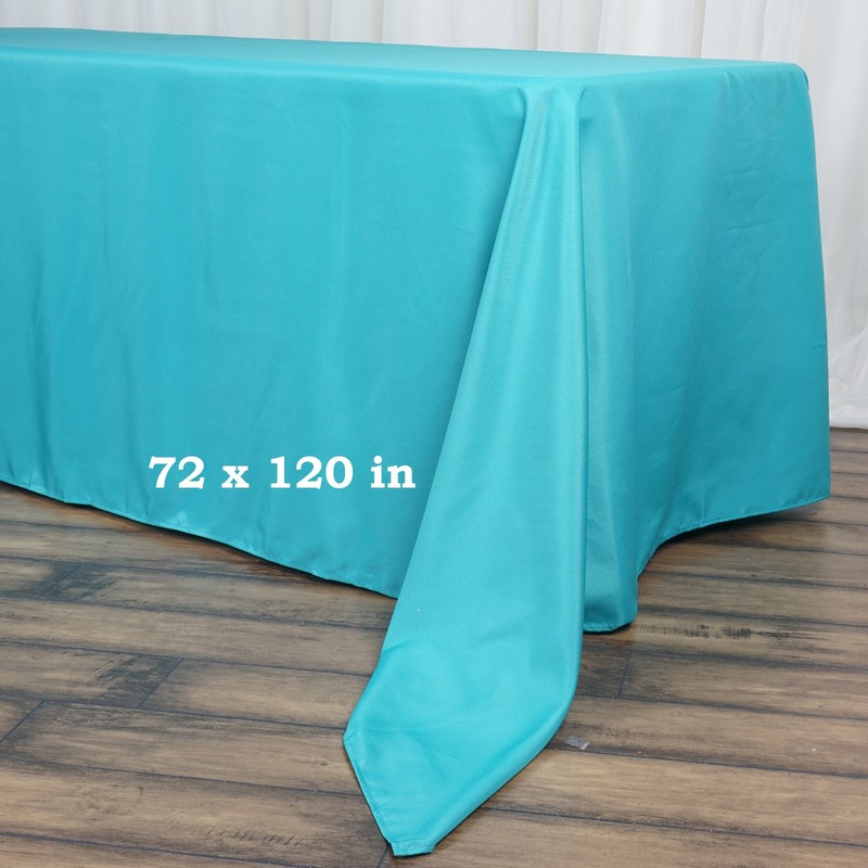 TURQUOISE 72x120 RECTANGLE POLYESTER TABLECLOTH for wedding shower reception gallery