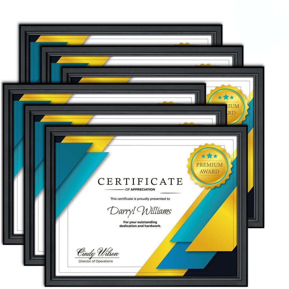 8.5x11 Certificate Frames Set (Black, 12 Pack) Distinguished Edging for Style...