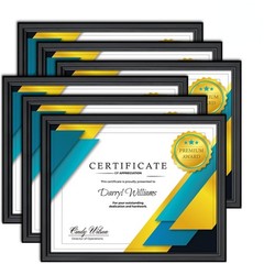 8.5×11 Certificate Frames Set (Black, 12 Pack) Distinguished Edging for Style…