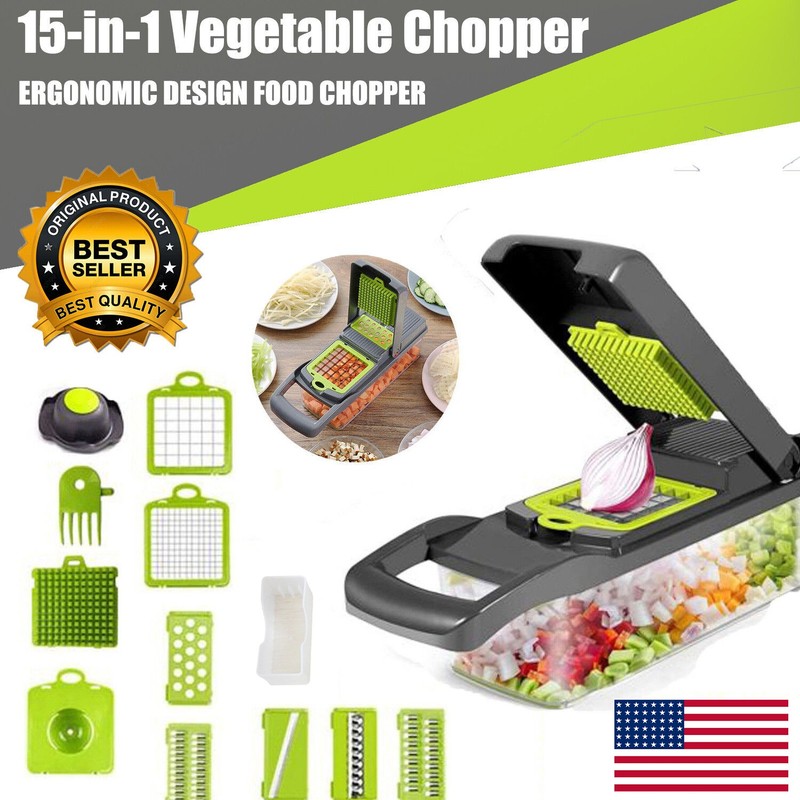 Kitchen Vegetable Fruit Chopper 15-in-1 Food Salad Onion Cutter Peelers Slicer gallery