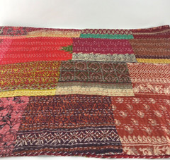 Silk Kantha Patchwork Throw Blanket – 50″ x 70″ Silk/ Cotton Blend