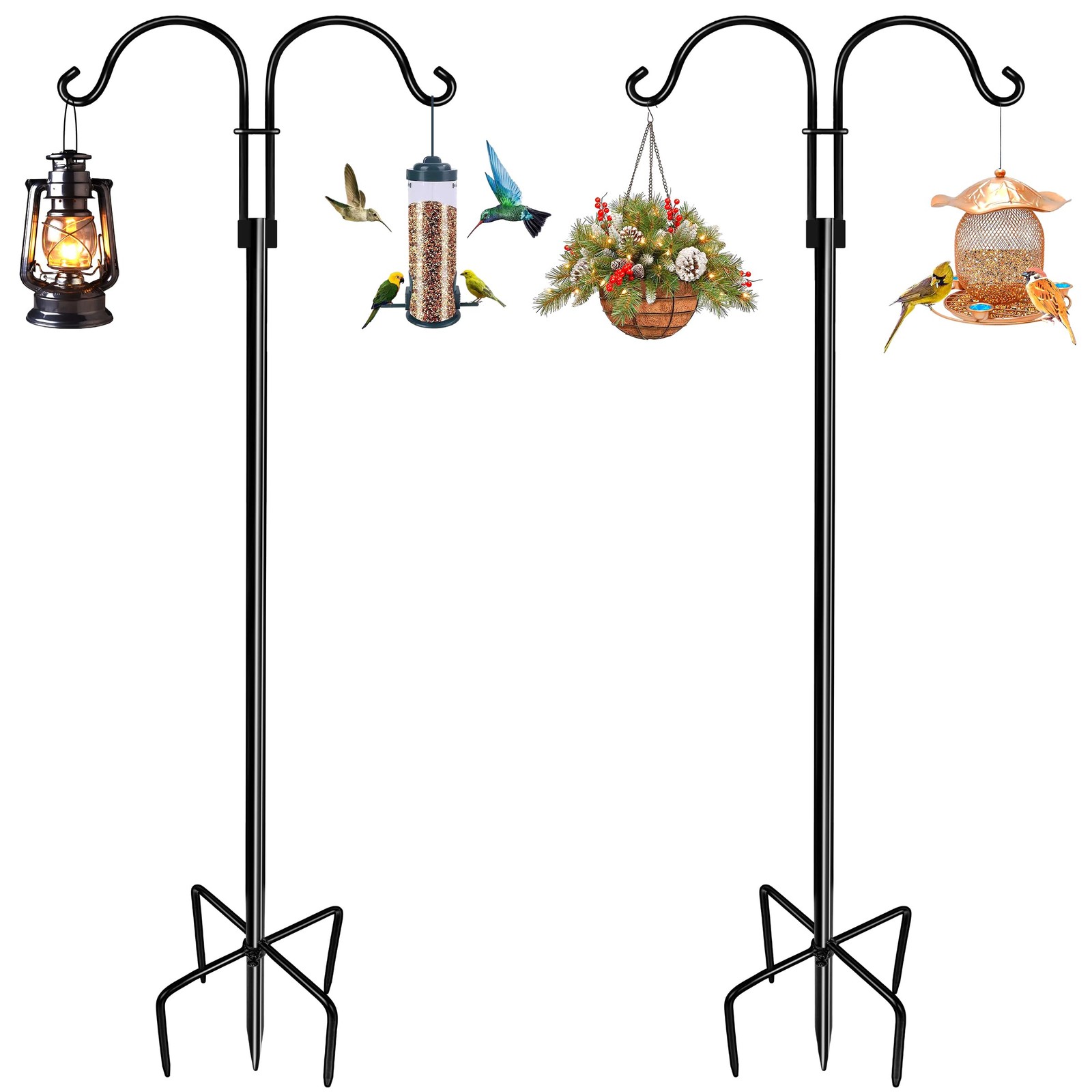 Double Shepherds Hooks for Outdoor (2Pack,76 inch) Heavy Duty Adjustable Bird... gallery