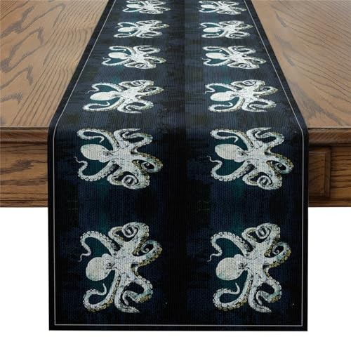 Gray Blue Octopus Table Runner Tentacles Bedding Seasonal Set Ocean 13" x 91" gallery