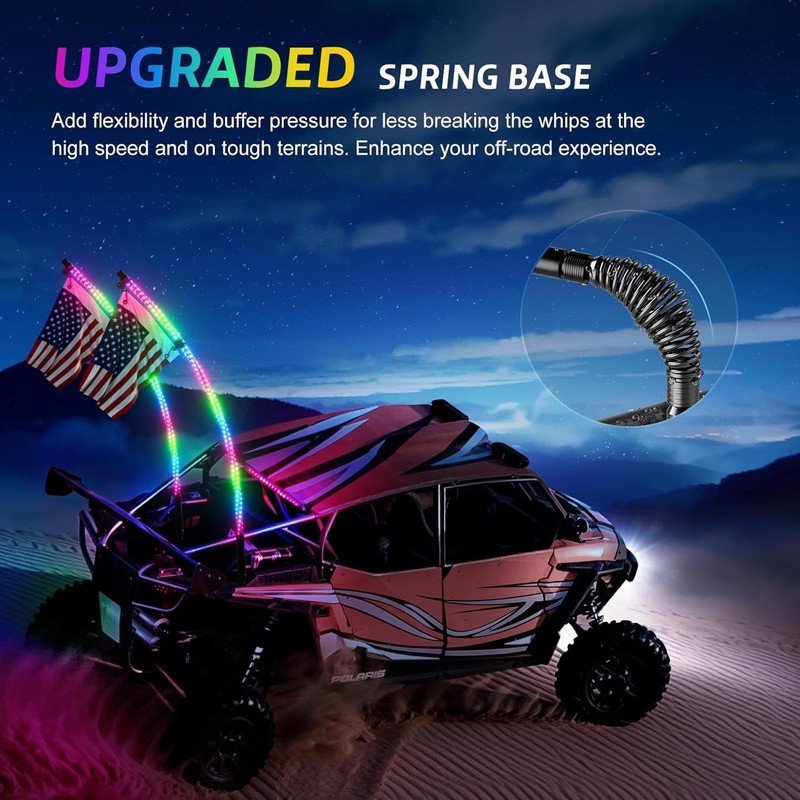 2 Pack 4FT Whip Lights with Spring Base,LED Whip Light with App & Remote Control gallery