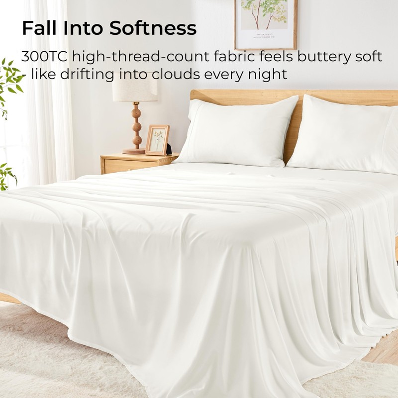 GOKOTTA King Size Bed Sheets 4 Piece Set, 100% Rayon Derived from Bamboo, Coo... gallery