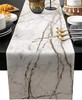 Marble Table Runner-Cotton Linen-Small 36 inches White Gray Gold Dresser gallery