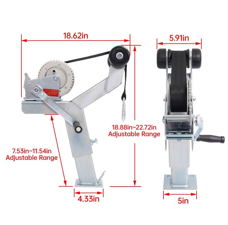 Adjustable Winch Stand Winch Post For Boat Trailer parts W/ 1400lbs Winch Roller gallery