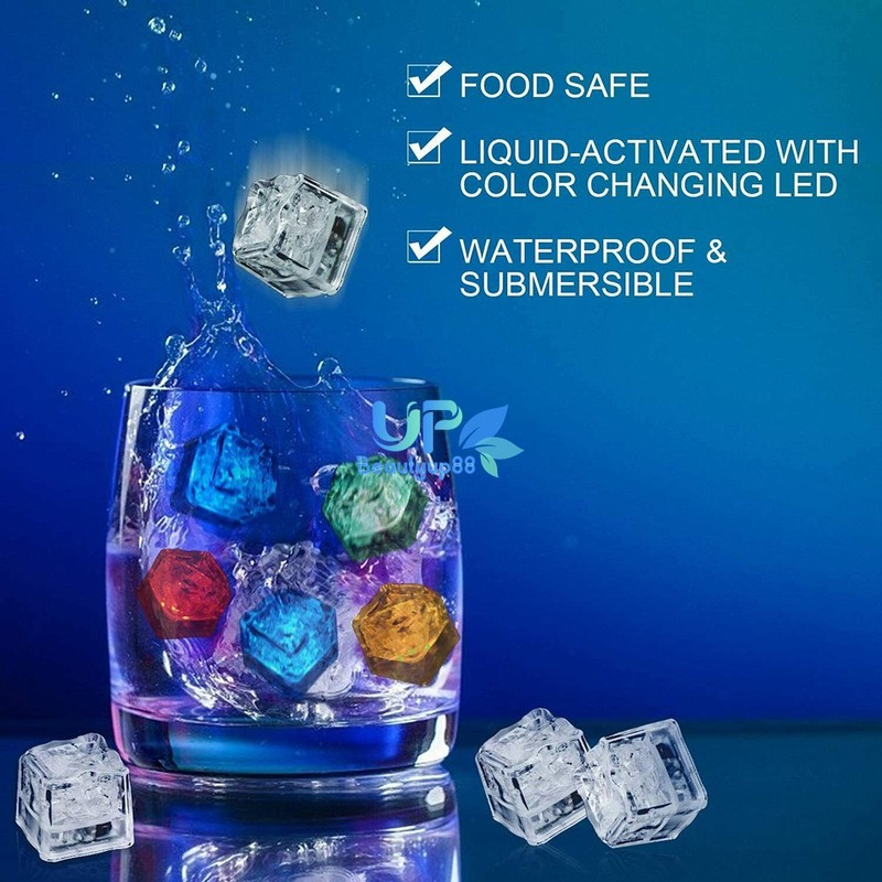 Lots Light Up Ice Cubes for Drinks Multi-Color LED Ice Cubes Waterproof BPA Free gallery