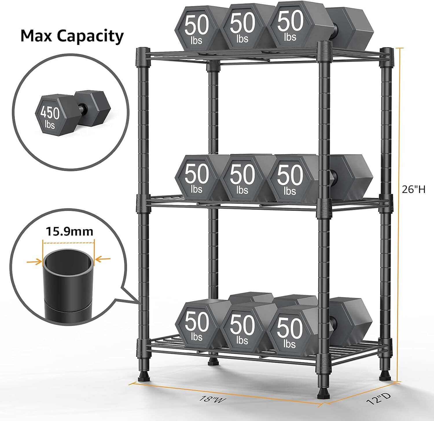 M MZG ,Storage Shelving 3-Shelf Wire Shelving Unit Metal Wire Shelves Storage gallery