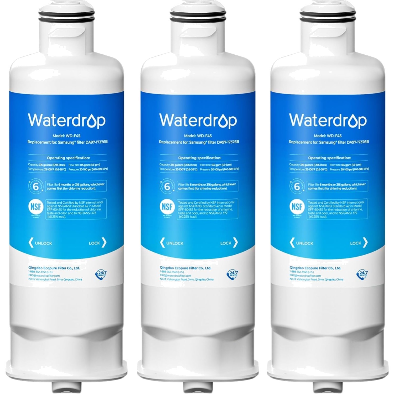 Refrigerator Water Filter 3-Pack for Samsung DA97-17376B, RF28R7201SR gallery