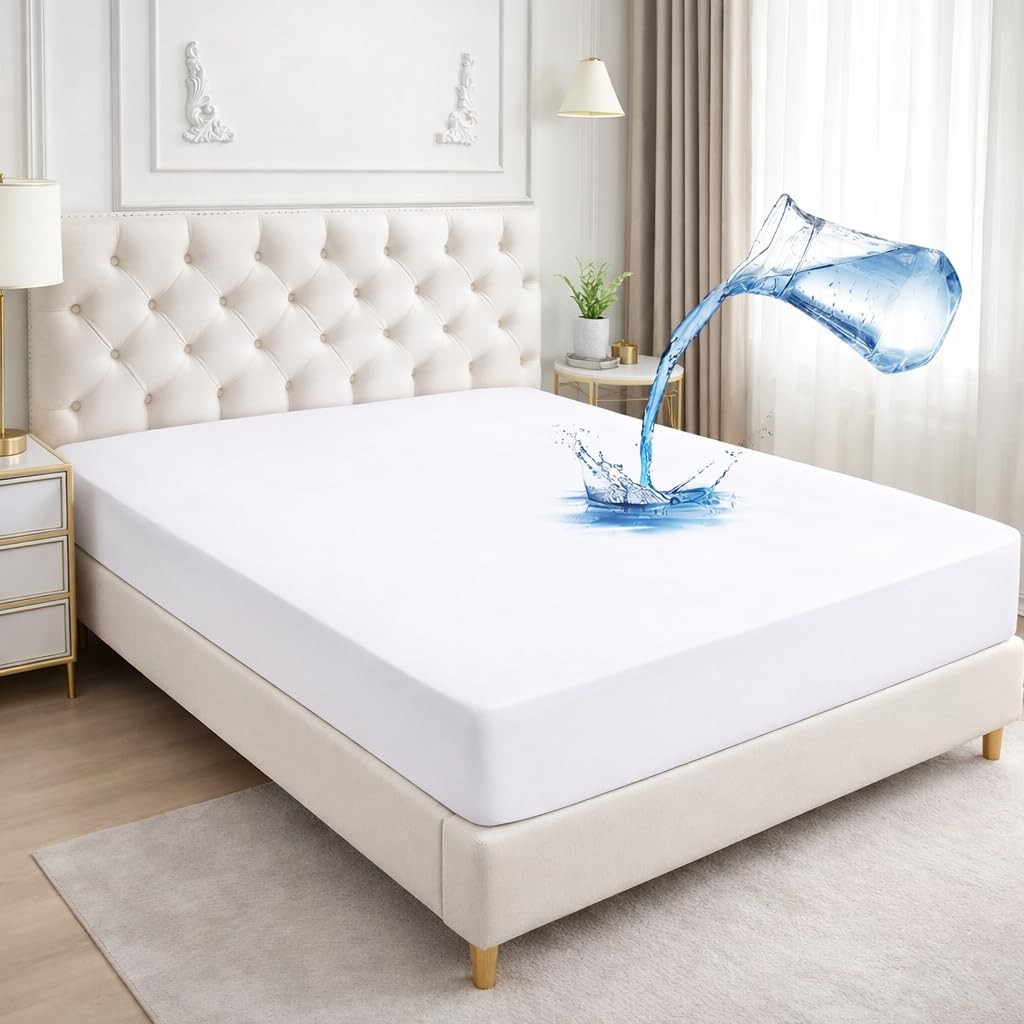 100% Organic Cotton Mattress Protector Twin XL Size Mattress Cover 250GSM, Wa... gallery