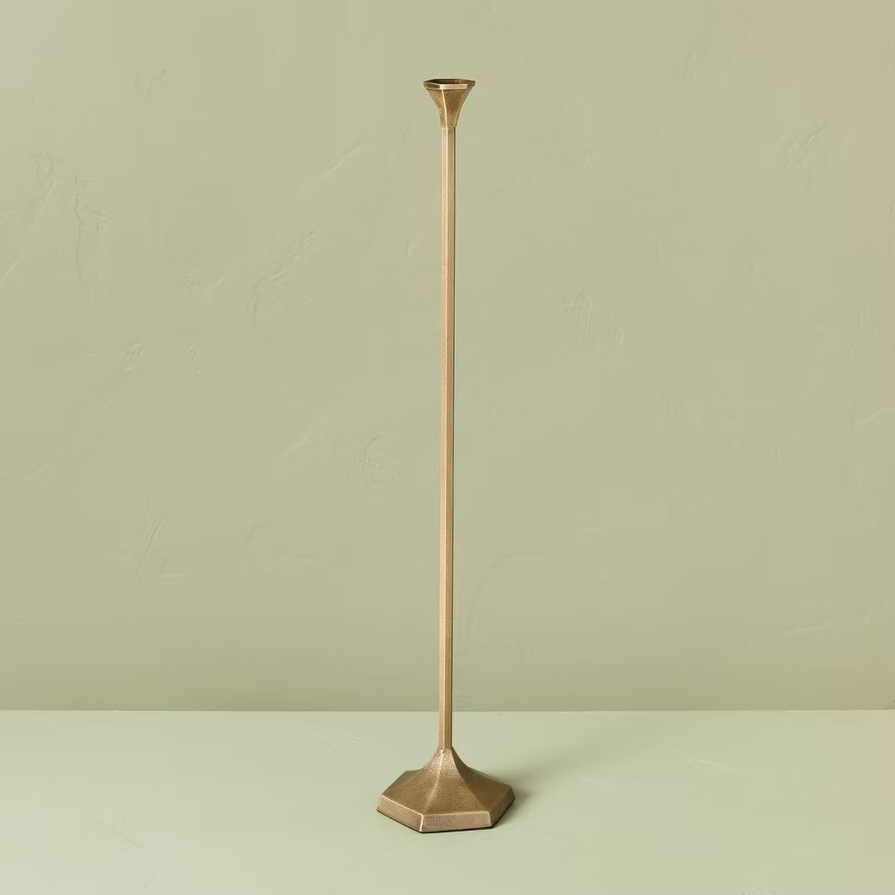 30"x5.8" Oversized Floor Taper Candlestick Brass - Hearth & Hand with Magnolia gallery