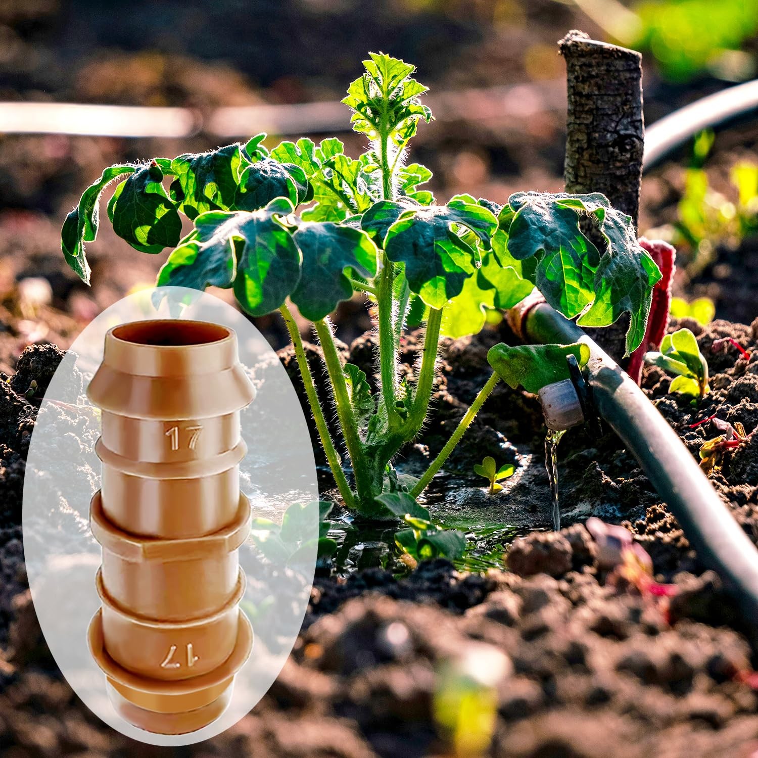25 Pack Drip Irrigation Barbed Coupling Fittings 1/2 Inch 17mm, 0.600" ID Dr... gallery