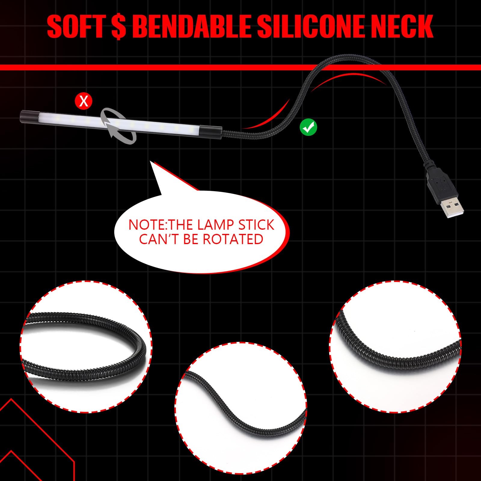 2 Pieces USB LED Light for Laptop Keyboard Gooseneck Light Computer Lamp Flex... gallery