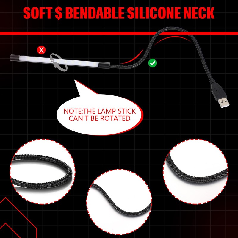 2 Pieces USB LED Light for Laptop Keyboard Gooseneck Light Computer Lamp Flex... gallery