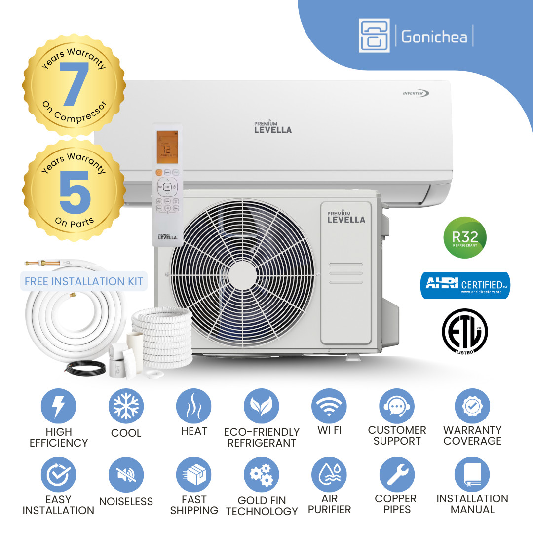 34,000 BTU 17 SEER2 Ductless Mini-Split Inverter Air Conditioner Heat Pump 230V gallery