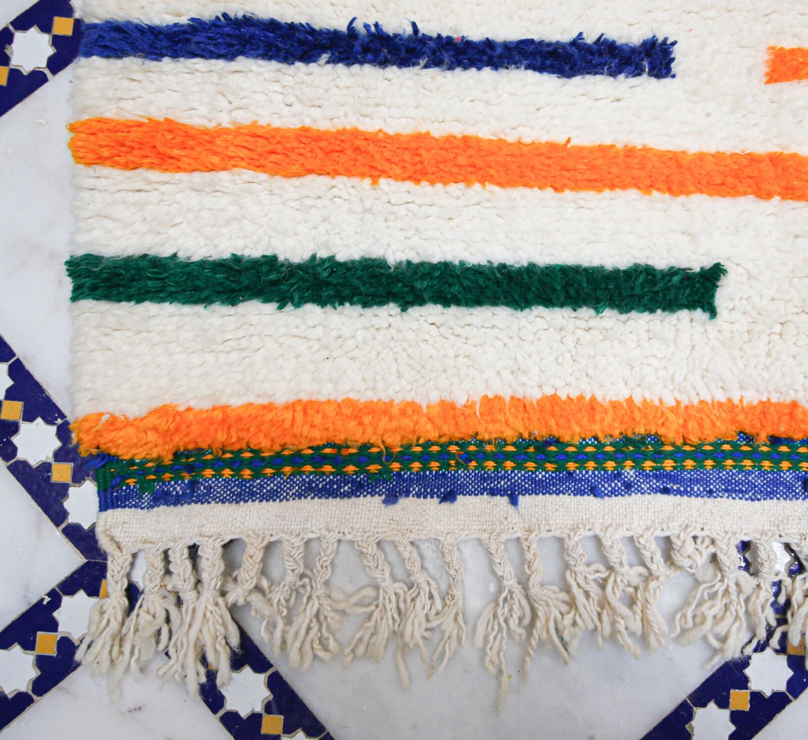 Artisan Moroccan Azilal Berber Rug Carpet- Tribal Art Horizontal Stripes 5.4/8.6 gallery