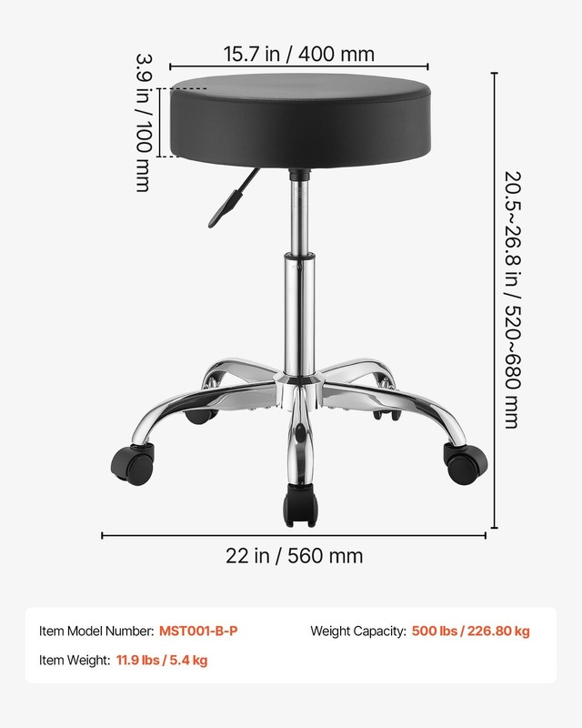 Rolling Stool with Wheels, 500 lbs Weight Capacity, Height Adjustable, Thick Cus gallery