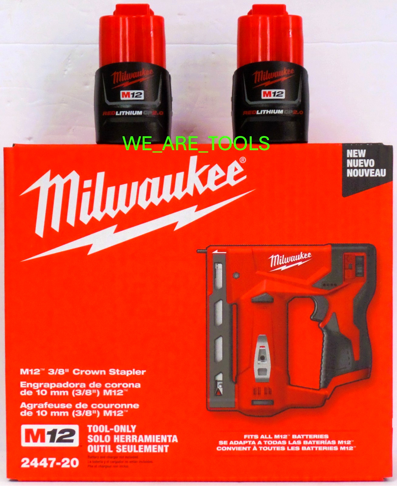 NEW Milwaukee 2447-20 M12 Cordless Compact 3/8" Crown Stapler, 2) 2.0 AH Battery gallery