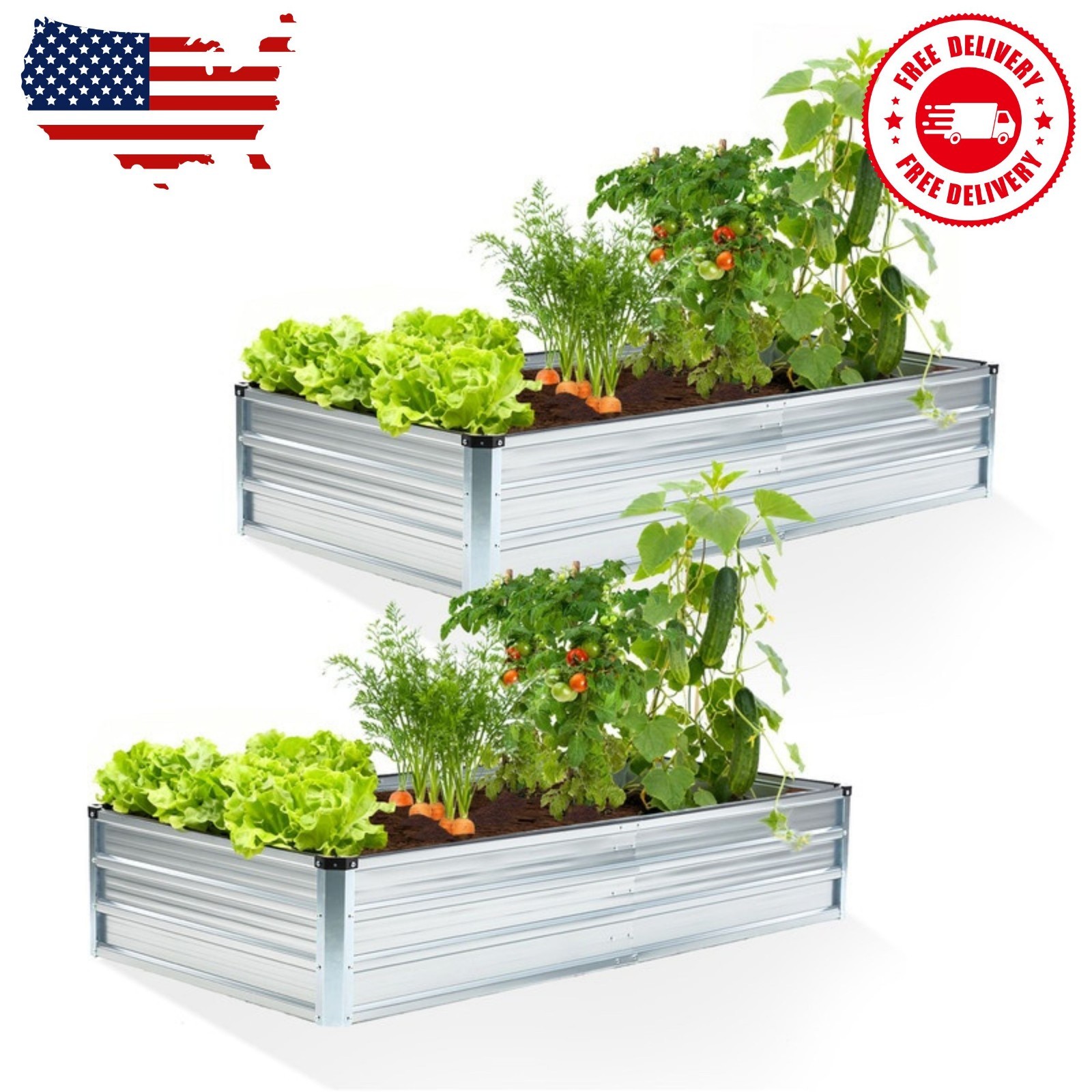 Metal Raised Garden Bed 2pcs Set, 6x3x1ft Outdoor Planter Box... gallery